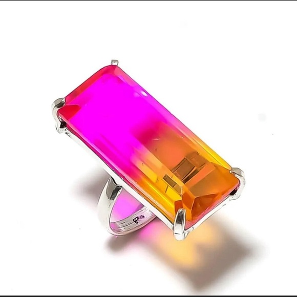 Natural Bi-Color Tourmaline Gemstone 925 Sterling Silver Ring Size 6.5 Gift C308 - Picture 1 of 5